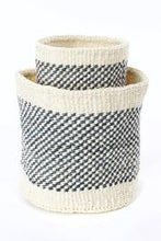Load image into Gallery viewer, Set of Two Charcoal and Cream Twill Sisal Nesting Baskets