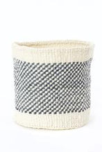 Load image into Gallery viewer, Set of Two Charcoal and Cream Twill Sisal Nesting Baskets