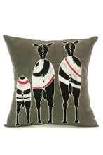 Load image into Gallery viewer, Zambian Hand Painted Gray Zebra Family Pillow