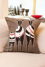 Load image into Gallery viewer, Zambian Hand Painted Gray Zebra Family Pillow